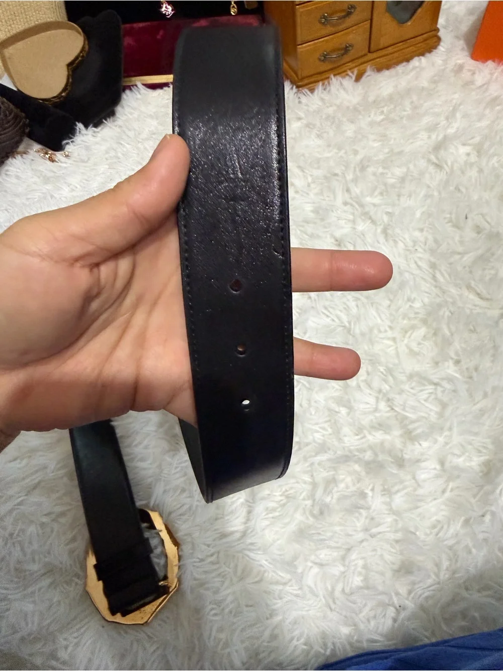 Gucci Black Leather Belt with Gold Bamboo Ring Buckle
